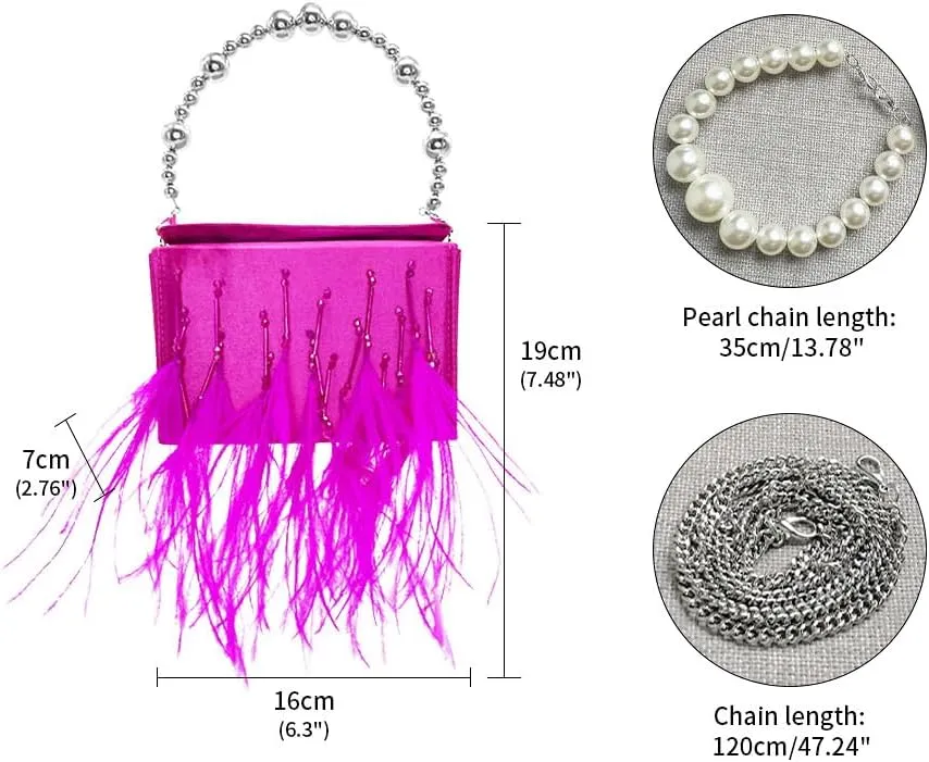 Women Feather Clutch Ostrich Feather Purse Feather Clutch Purses for Women Feather Bag Ostrich Tote Bag Party Wedding Rosered