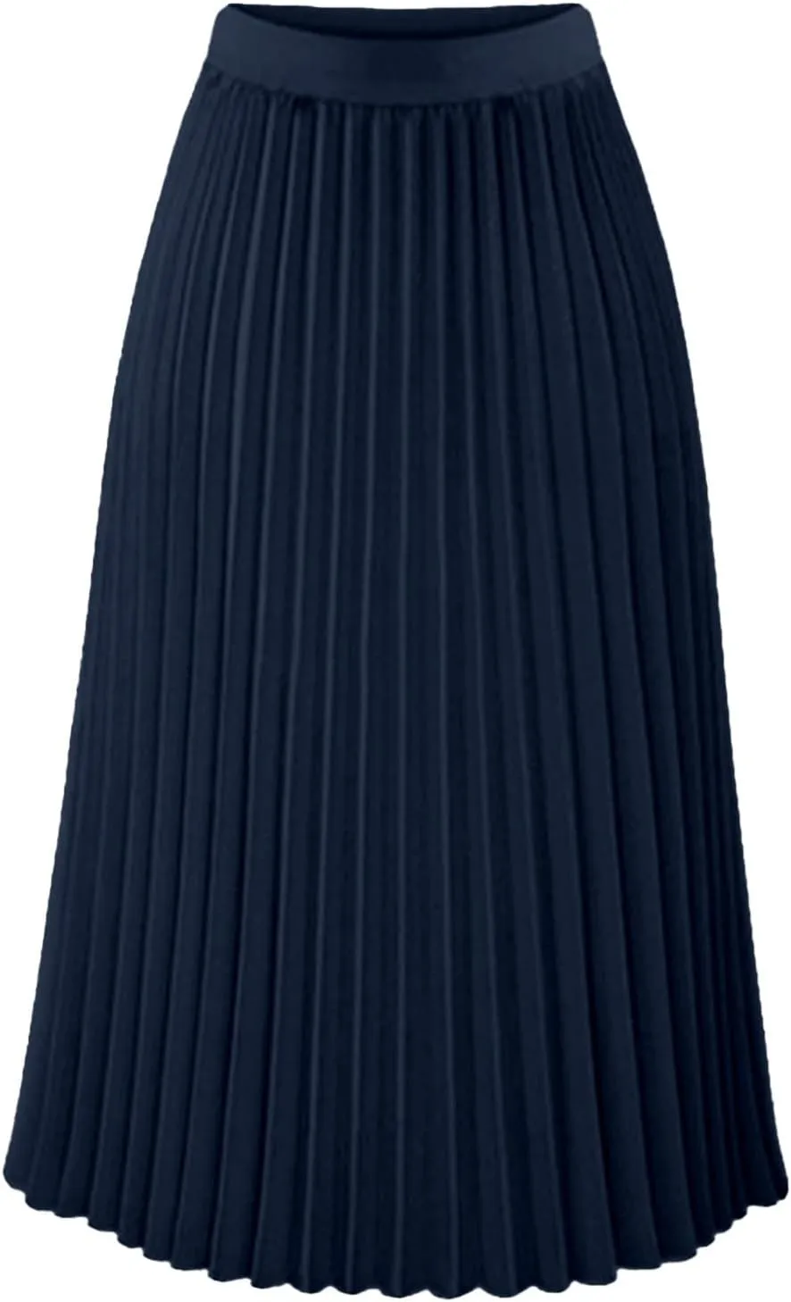 Women High Elastic Waist Pleated Chiffon Skirt Midi Swing A-line Skirts Shirring Tea Length A-Line Ruffle Beach Dress