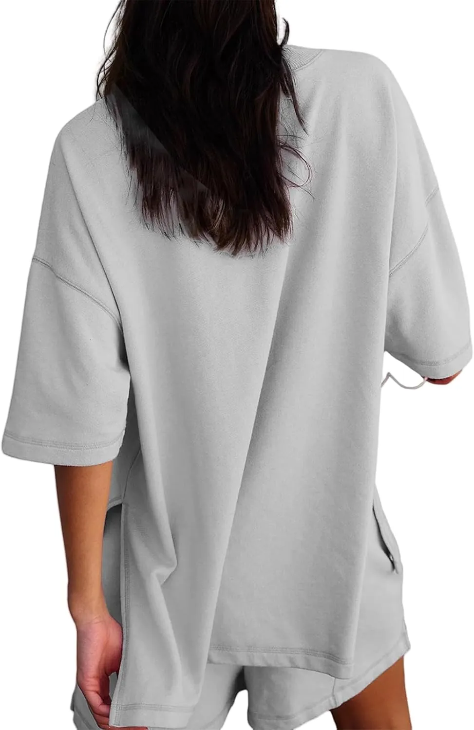 Womens 2 Piece Sets Summer Outfits Half Sleeve Crew Neck Shirts Baggy Shorts Cute Matching Sets Clothing