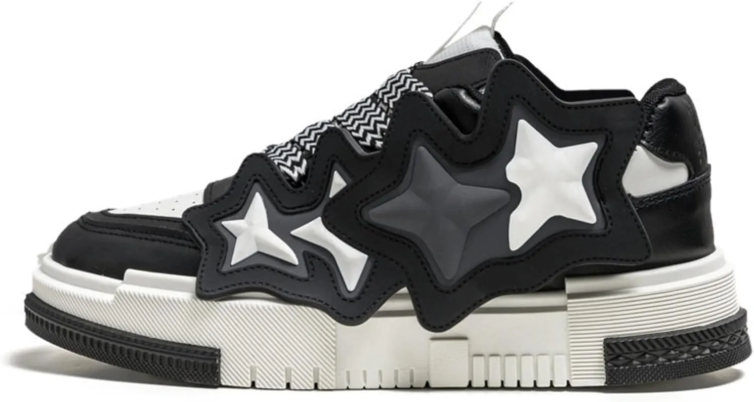 Womens 3D Star Stripes Chunky Sneakers, Y2K Streetwear Platform Shoes, Fashion Trend Skate Running Couple Matching