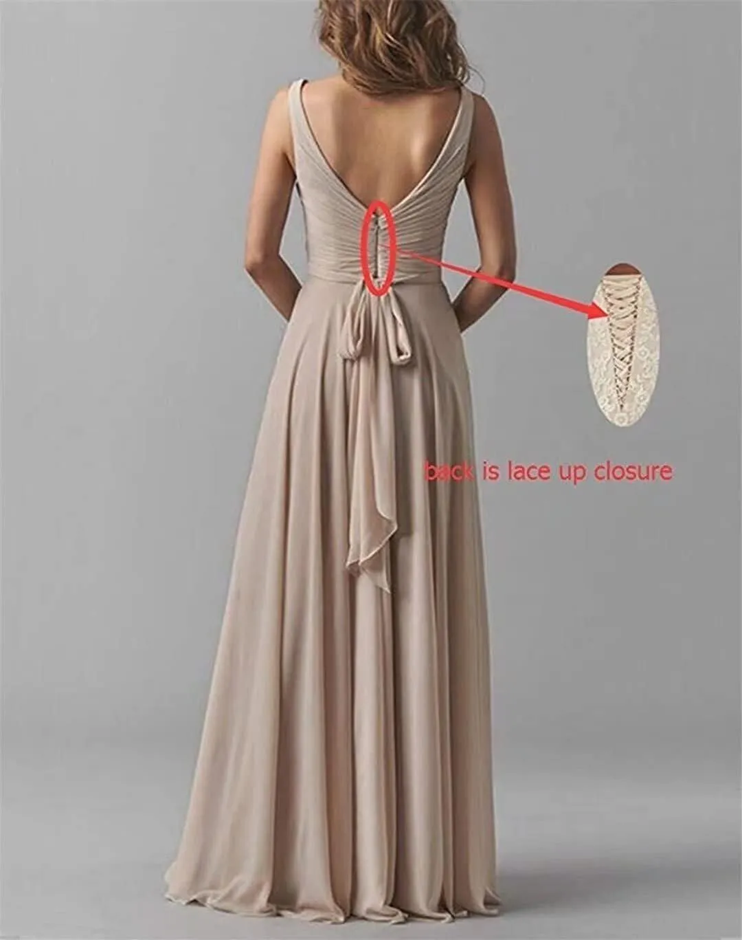 Women's Chiffon Bridesmaid Dresses Long A Line Formal Evening Gown with Pockets MK28