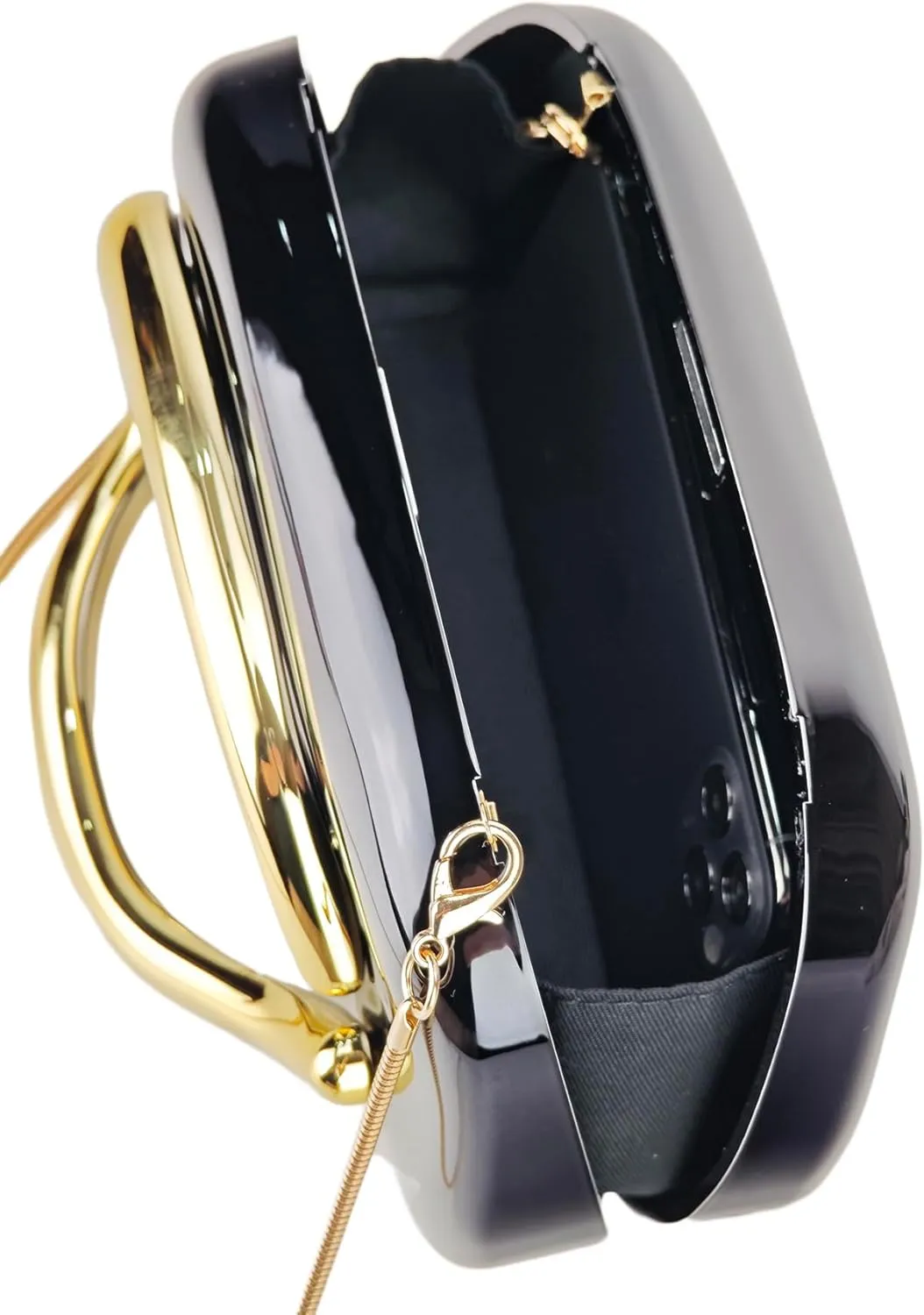 Women's Clutch Purses Evening Handbags Y2K Metal Handle Purse Crossbody Bags with Chain Strap