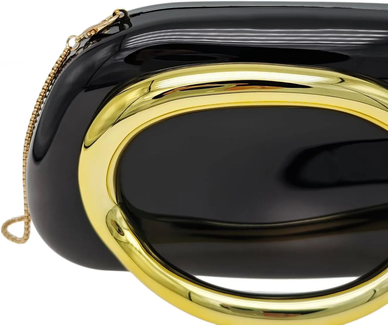Women's Clutch Purses Evening Handbags Y2K Metal Handle Purse Crossbody Bags with Chain Strap