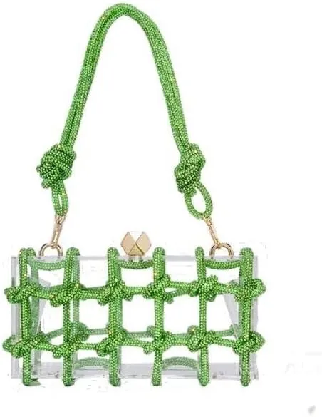 Women's Crossbody Bags Acrylic Evening Clear Shoulder Rhinestone Clutch Purses Drawstring Box Handbag for Party Wedding Prom