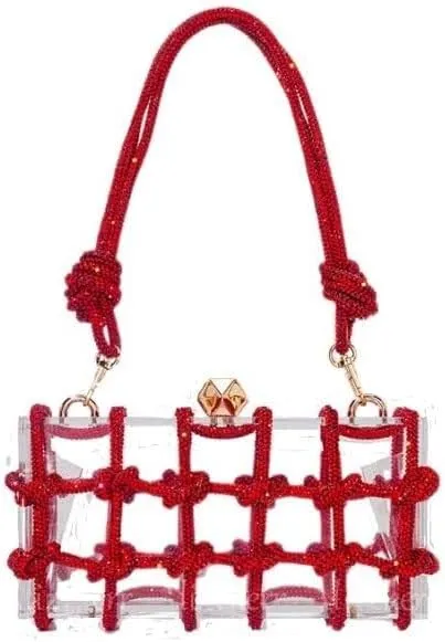 Women's Crossbody Bags Acrylic Evening Clear Shoulder Rhinestone Clutch Purses Drawstring Box Handbag for Party Wedding Prom