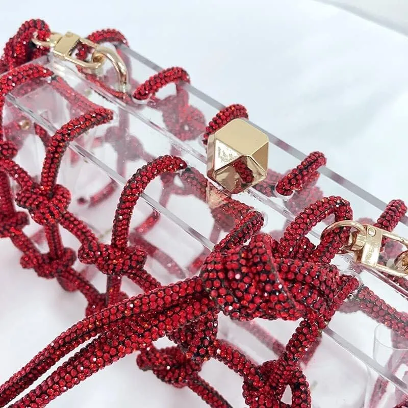 Women's Crossbody Bags Acrylic Evening Clear Shoulder Rhinestone Clutch Purses Drawstring Box Handbag for Party Wedding Prom