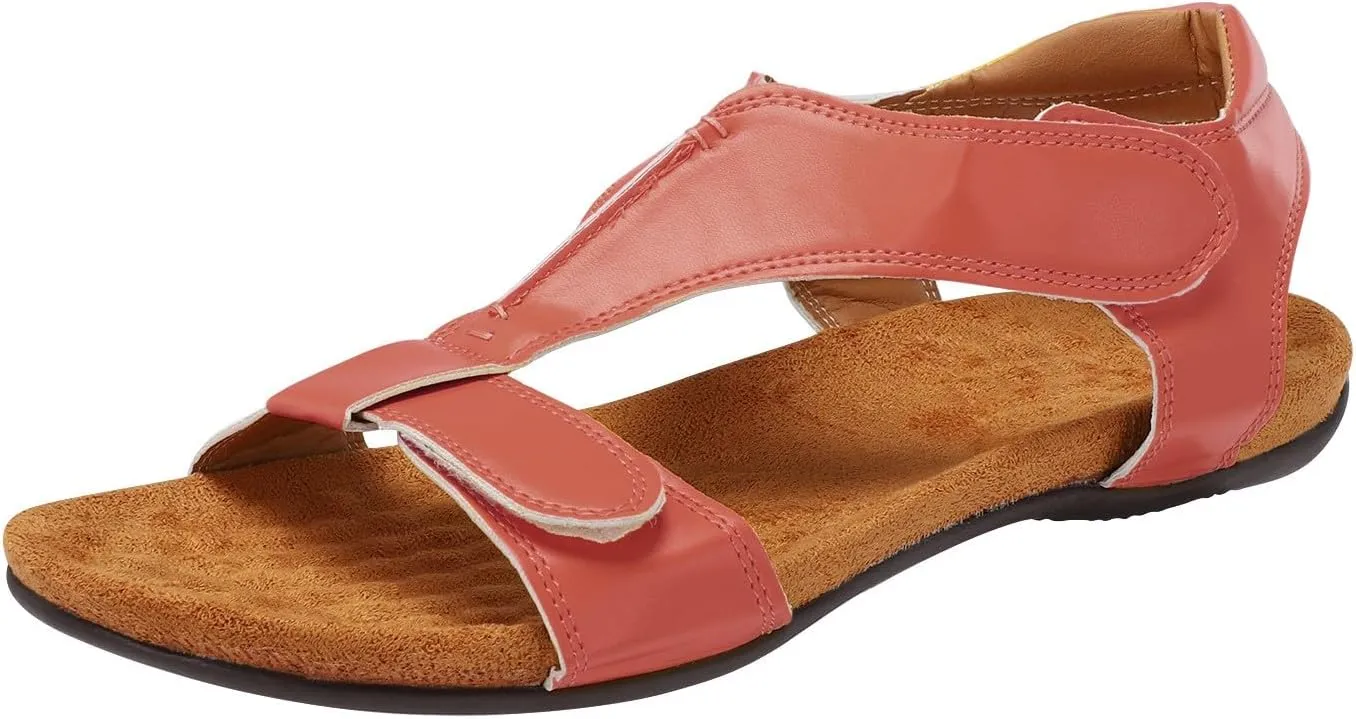 Women's Jess Orthopedic Adjustable Strap Sandals Comfort Memory Foam Fashion Flat Womens Sandals with Arch Support