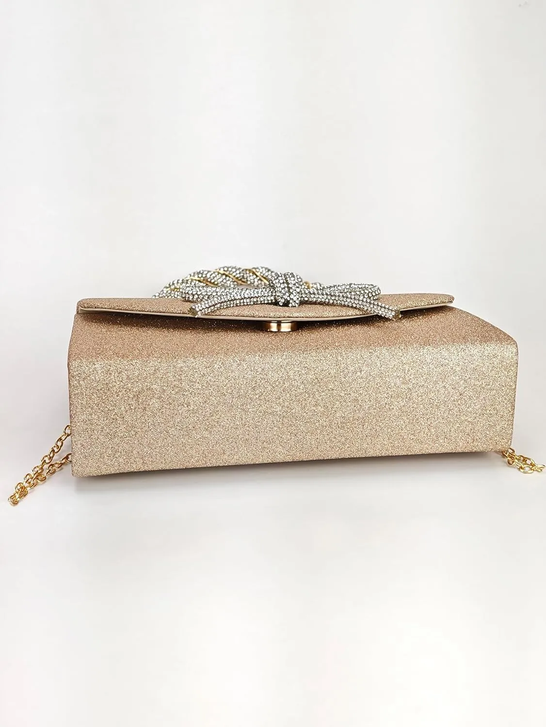 Women's Rhinestone Evening Bag Glitter Clutch Purses Crystal Pearl Party Handbags with Chain