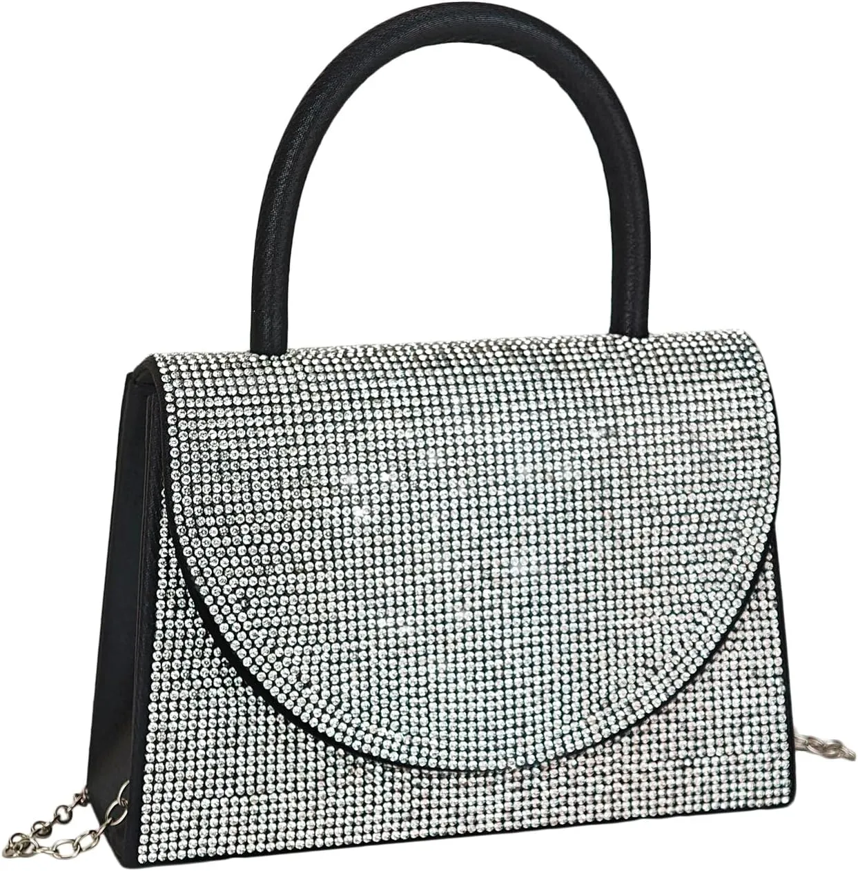 Women's Rhinestone Evening Bag Glitter Clutch Purses Crystal Pearl Party Handbags with Chain