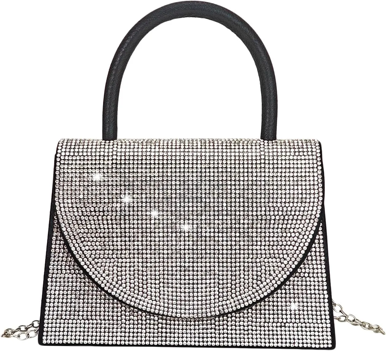 Women's Rhinestone Evening Bag Glitter Clutch Purses Crystal Pearl Party Handbags with Chain