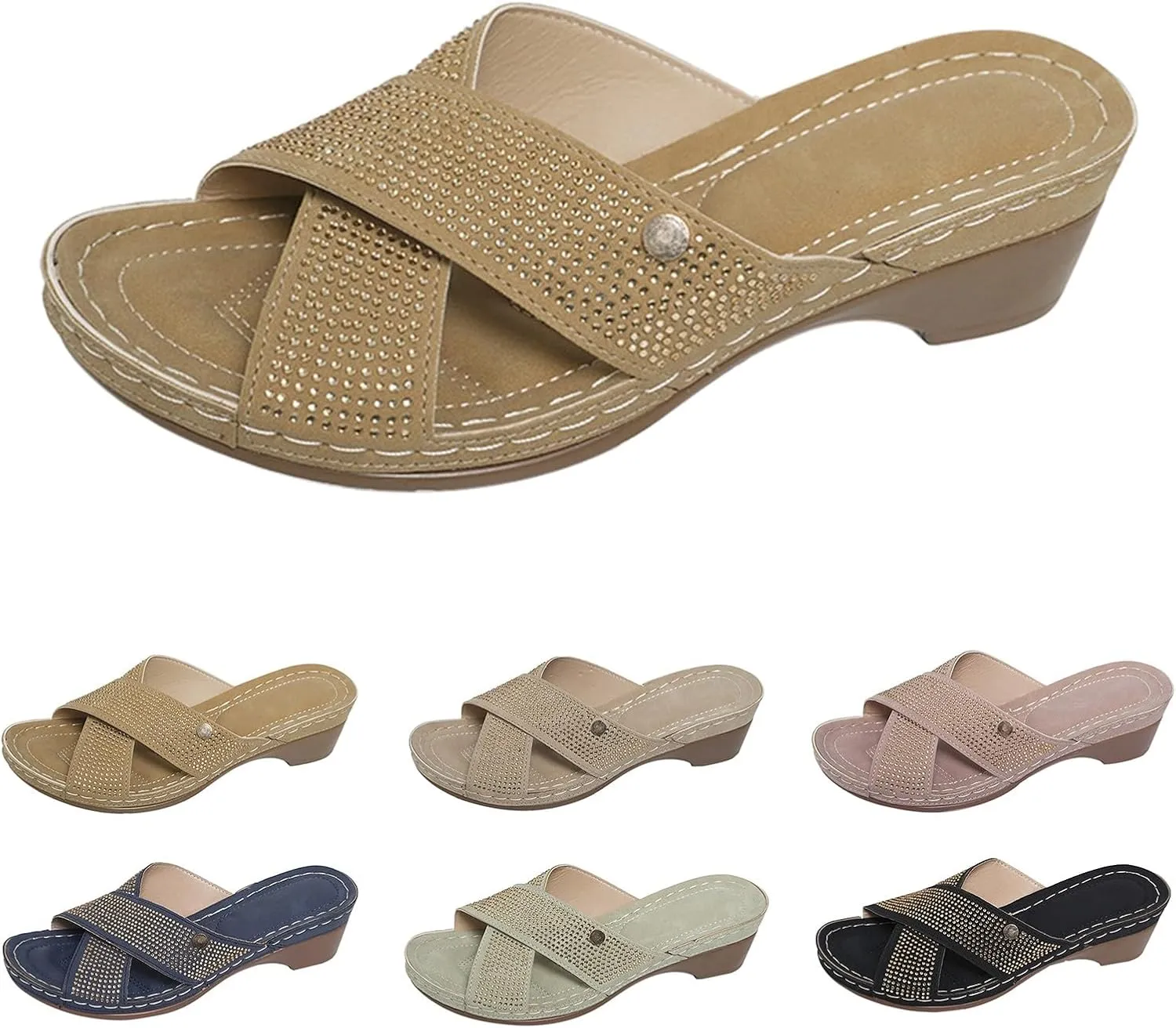 Women's Slippers Spring Summer and Autumn Lightweight and Comfortable One Line Thick Hard Sole Slippers Womens Slip