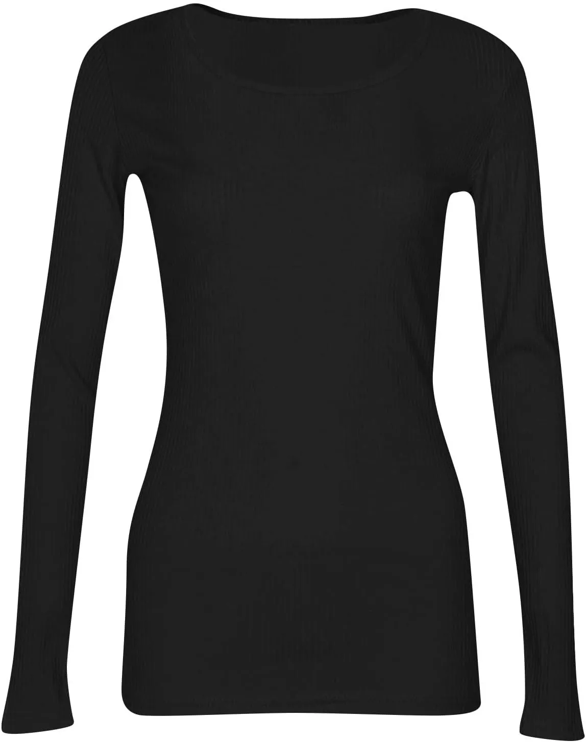 Womne's Ribbed Crew Neck Slim Fitted T Shirts Basic Solid Long Sleeve Layering Tee Tops Stretch Casual Tunic Tops