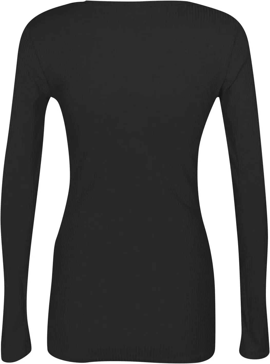 Womne's Ribbed Crew Neck Slim Fitted T Shirts Basic Solid Long Sleeve Layering Tee Tops Stretch Casual Tunic Tops