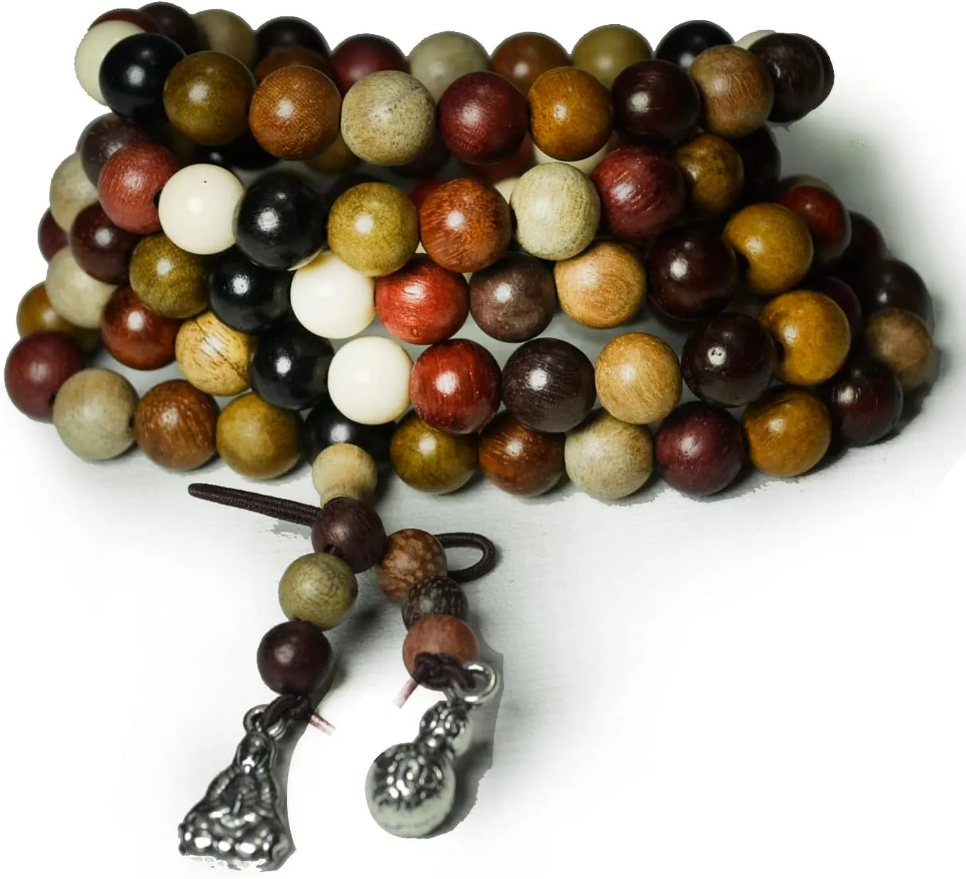 Wooden Beads Bracelet Tibetan Buddhist Mala prayer beads Necklace for Women Men (Multi-color)