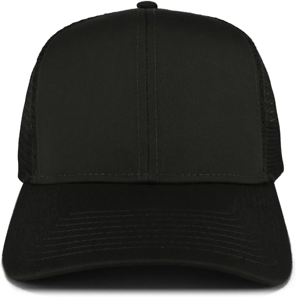 XXL Oversize High Crown Adjustable Plain Mesh Back Trucker Baseball Cap