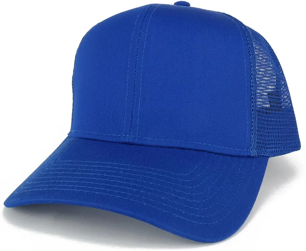 XXL Oversize High Crown Adjustable Plain Mesh Back Trucker Baseball Cap
