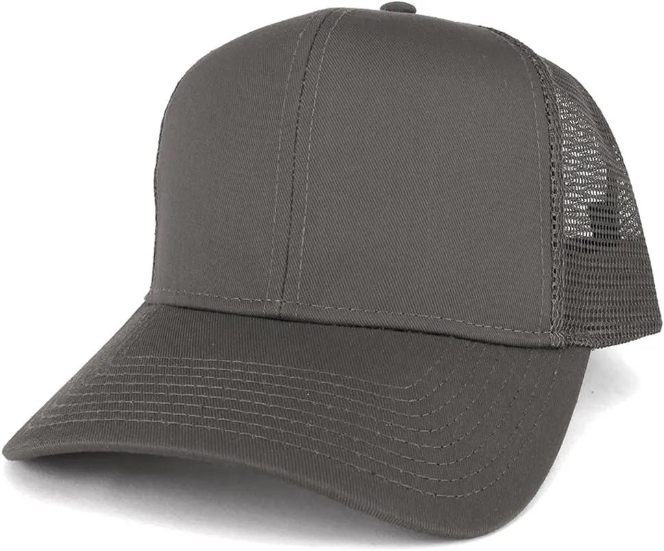 XXL Oversize High Crown Adjustable Plain Mesh Back Trucker Baseball Cap