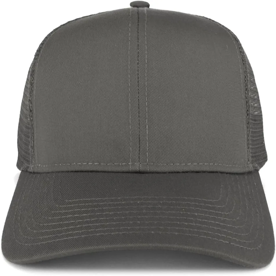 XXL Oversize High Crown Adjustable Plain Mesh Back Trucker Baseball Cap