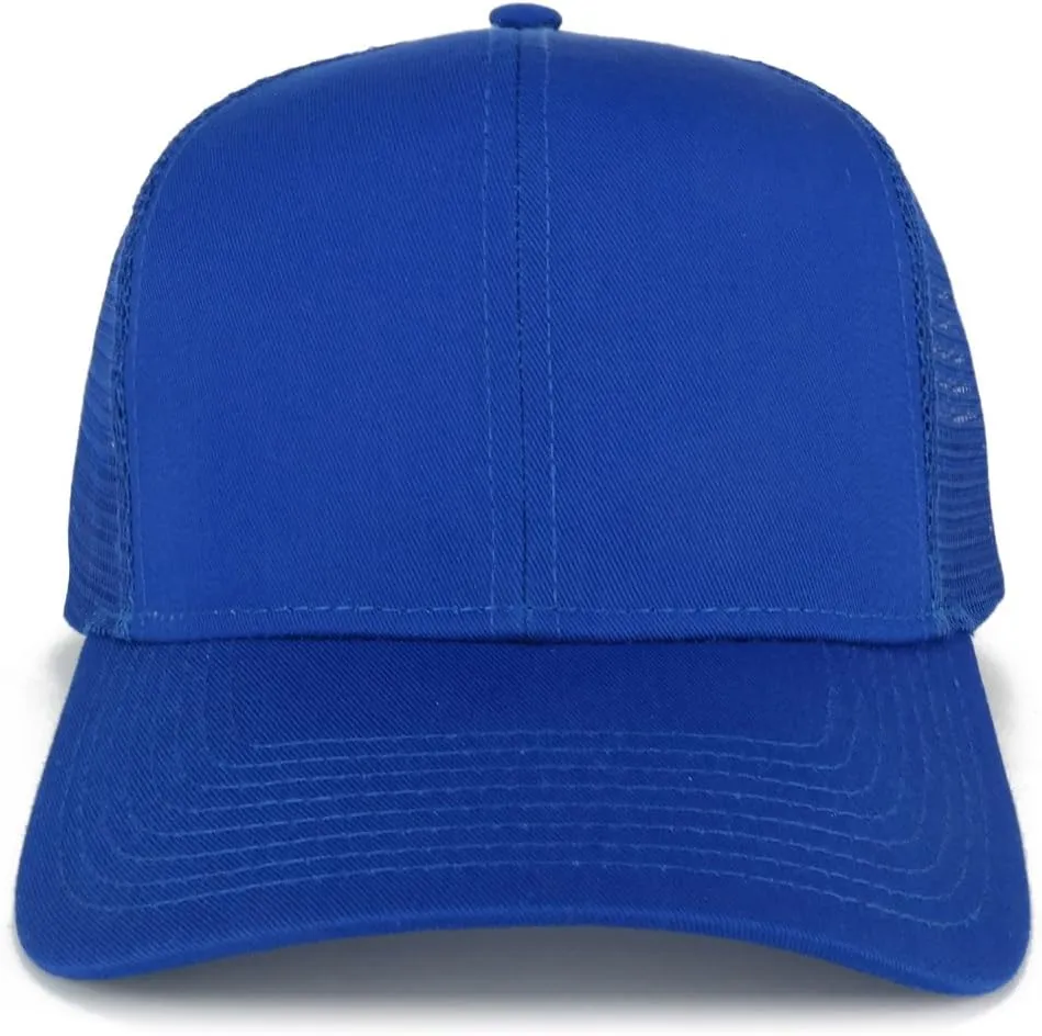 XXL Oversize High Crown Adjustable Plain Mesh Back Trucker Baseball Cap