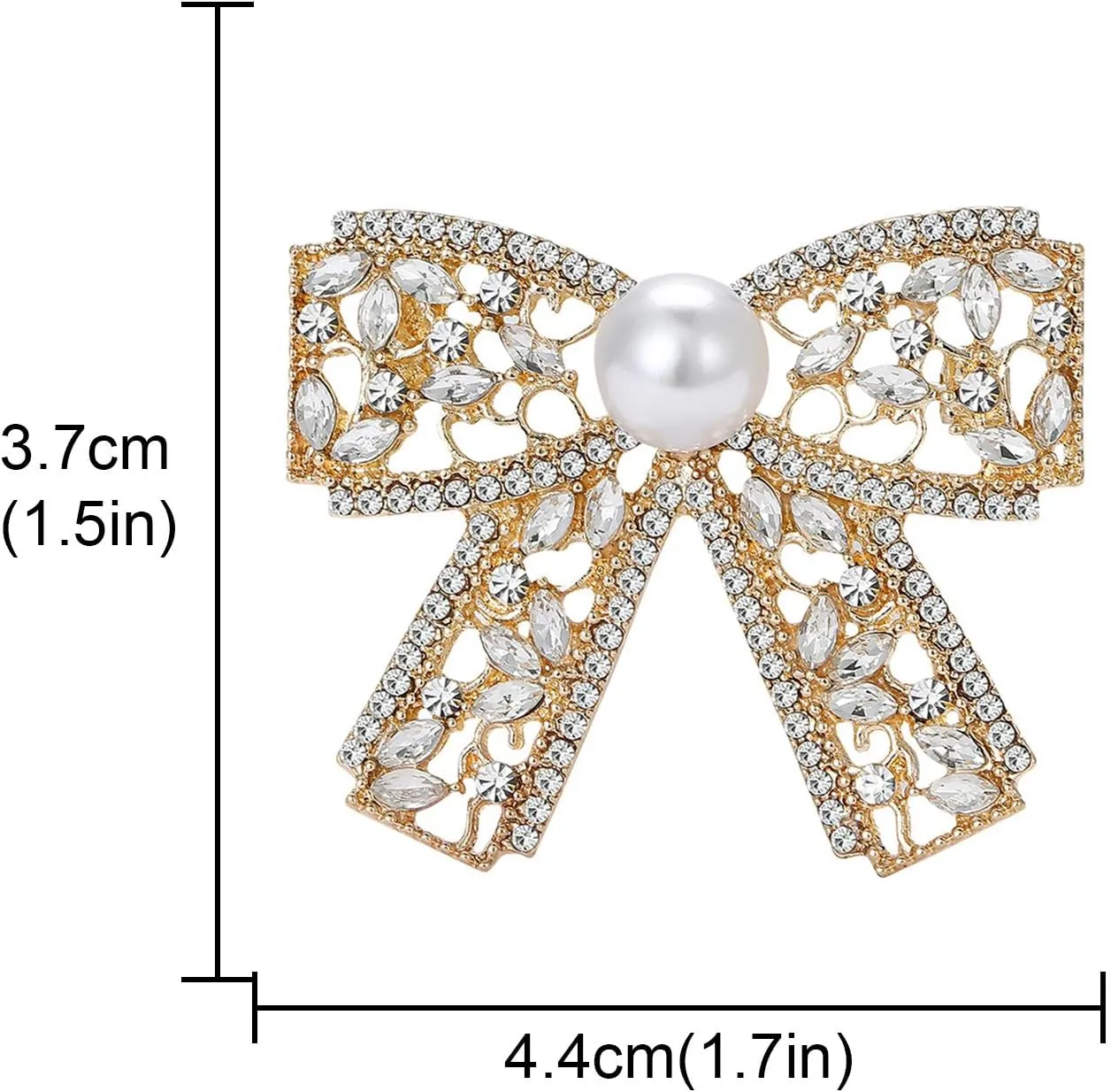 YOQUCOL Cubic Zirconia Crystal Bow Shape Brooch for Women Dress Suit Clothes Accessories