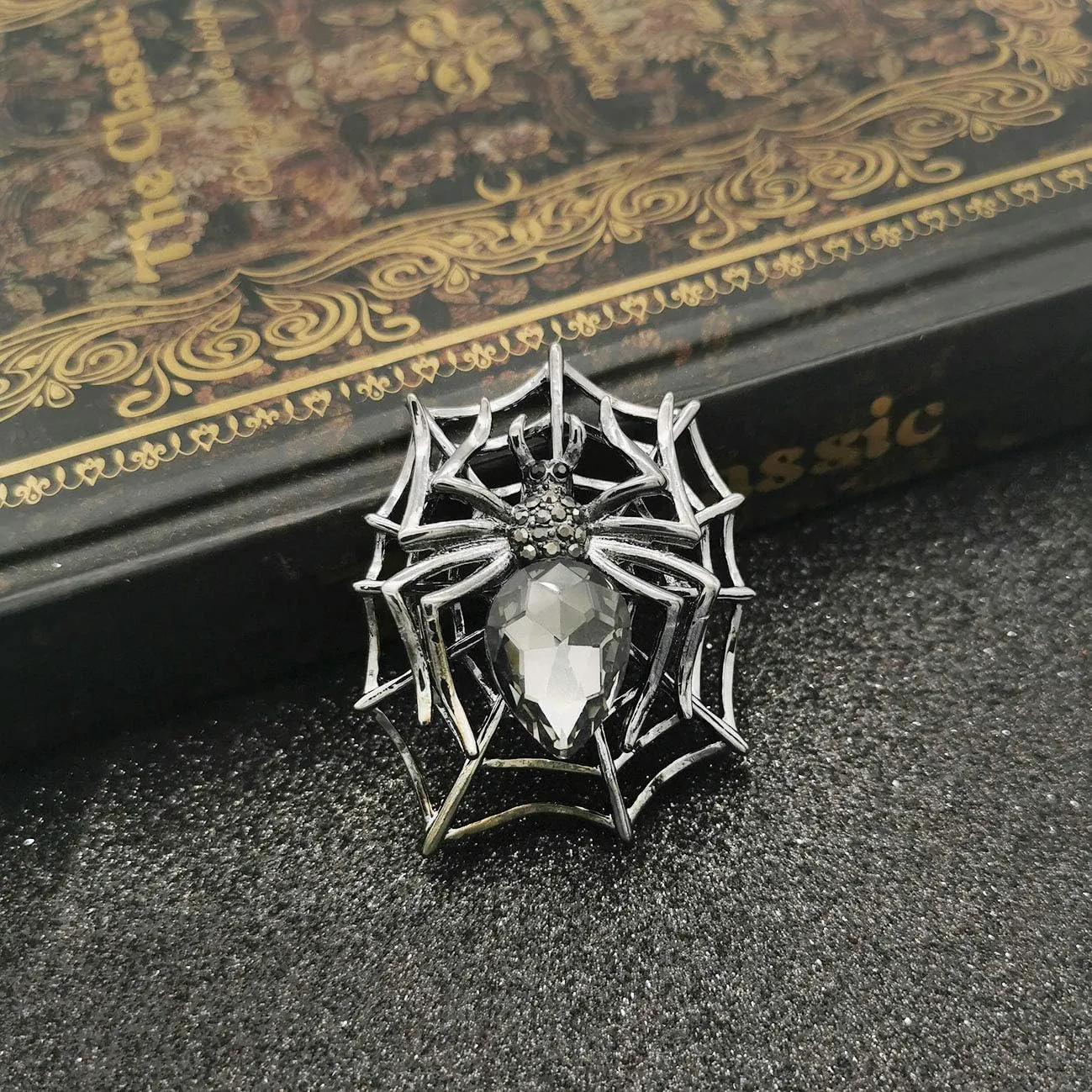 YOQUCOL Spider Web Shape Brooch Pins for Women Cubic Zirconia Crystal Rhinestone Brooch