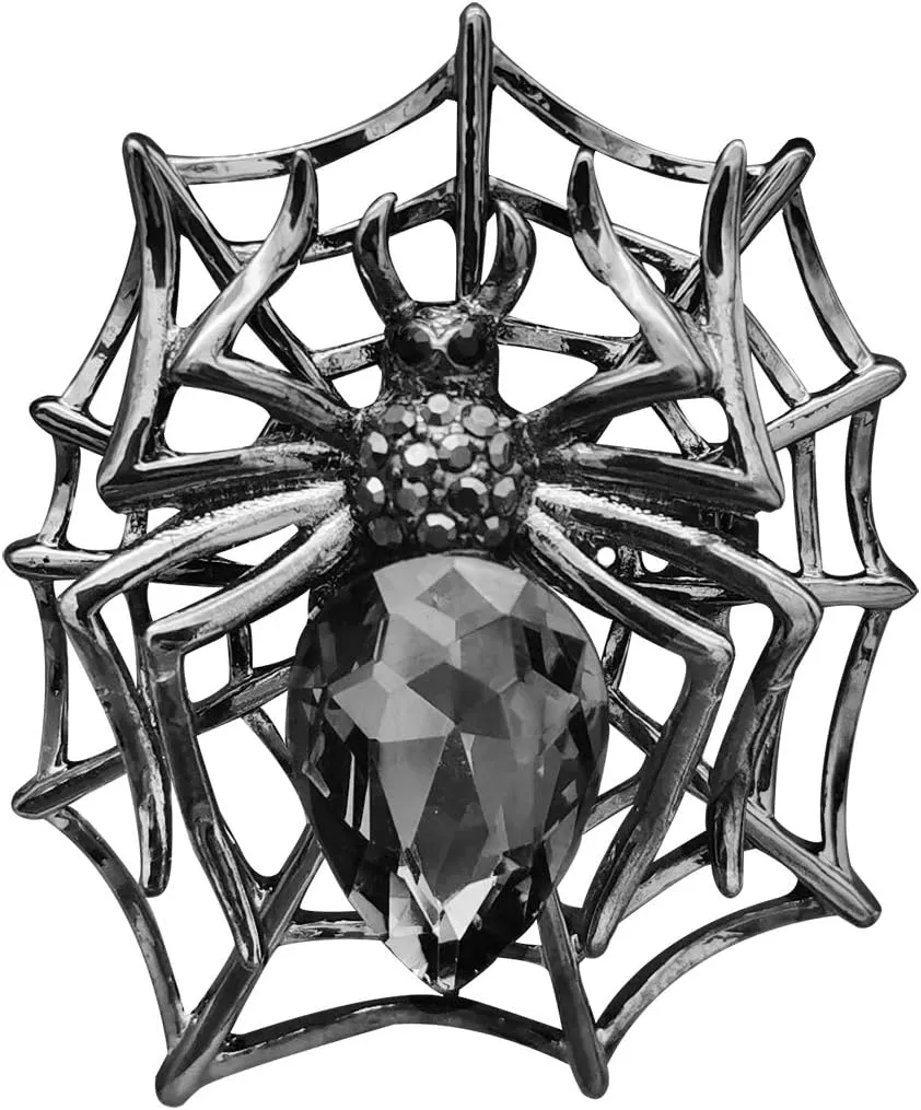 YOQUCOL Spider Web Shape Brooch Pins for Women Cubic Zirconia Crystal Rhinestone Brooch